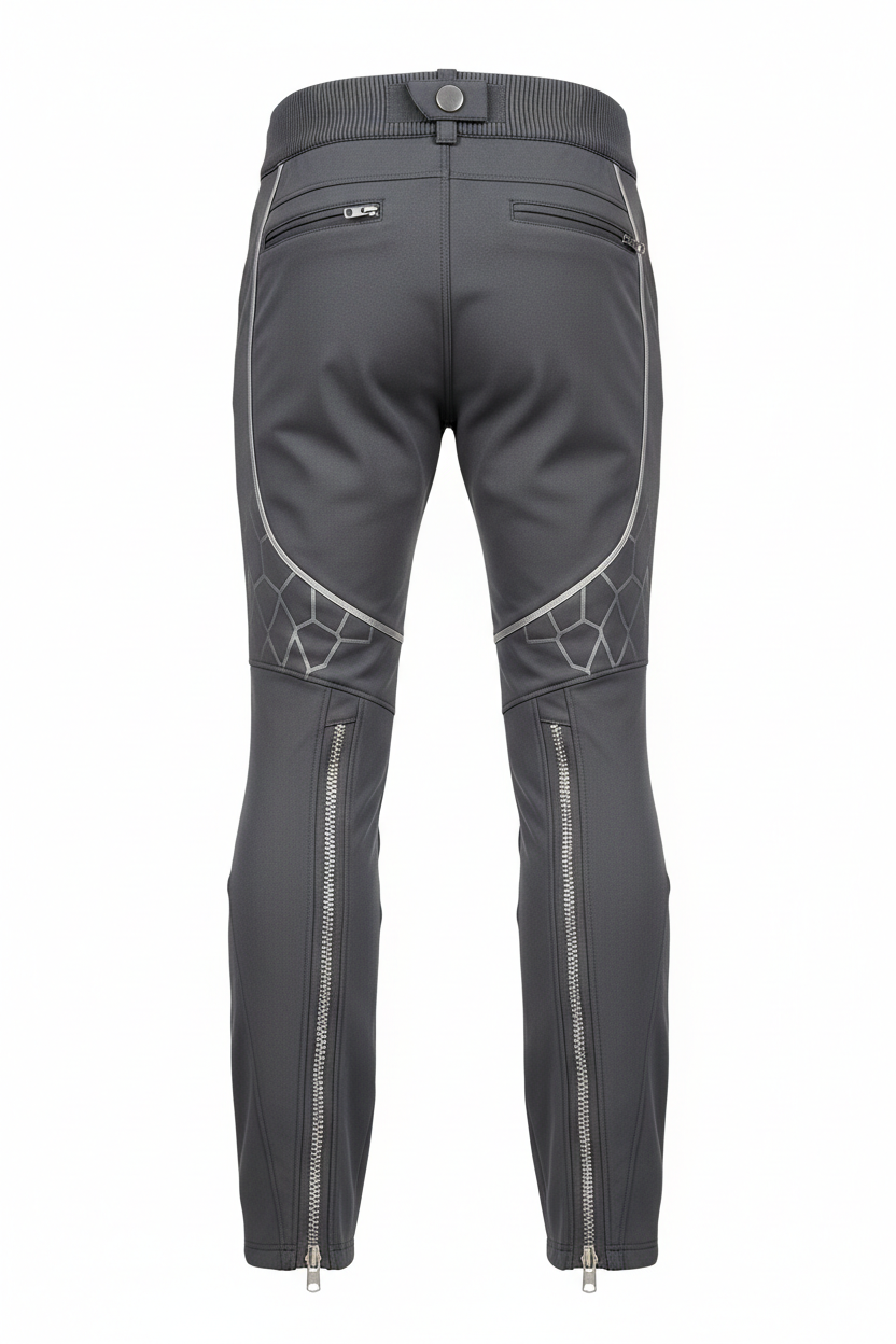 Futuristic adaptive pants for men - back view with zipper