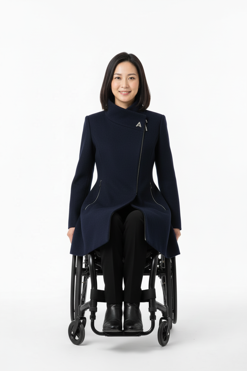 Navy Adaptive Wheelchair-Friendly Coat