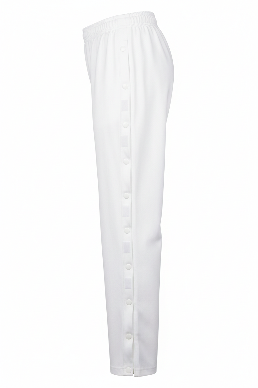 White adaptive pants side view