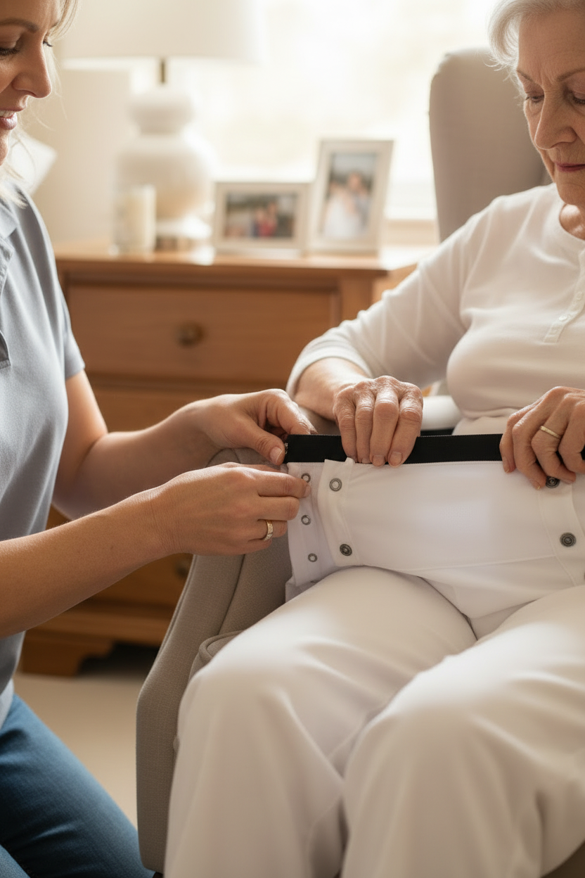 White Adaptive Underwear - Side Closures Clearly Shown