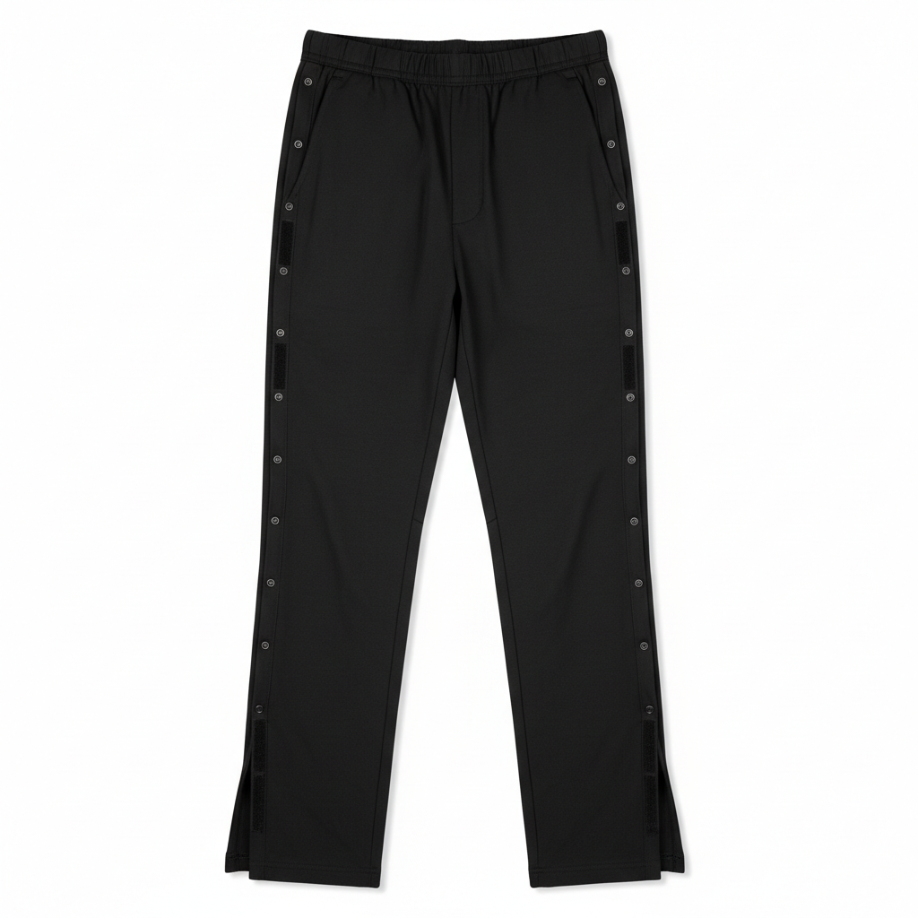 Black Adaptive Pants with Side Openings