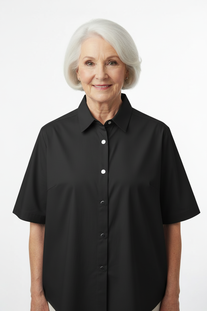 Black Adaptive Shirt with Magnetic Closures