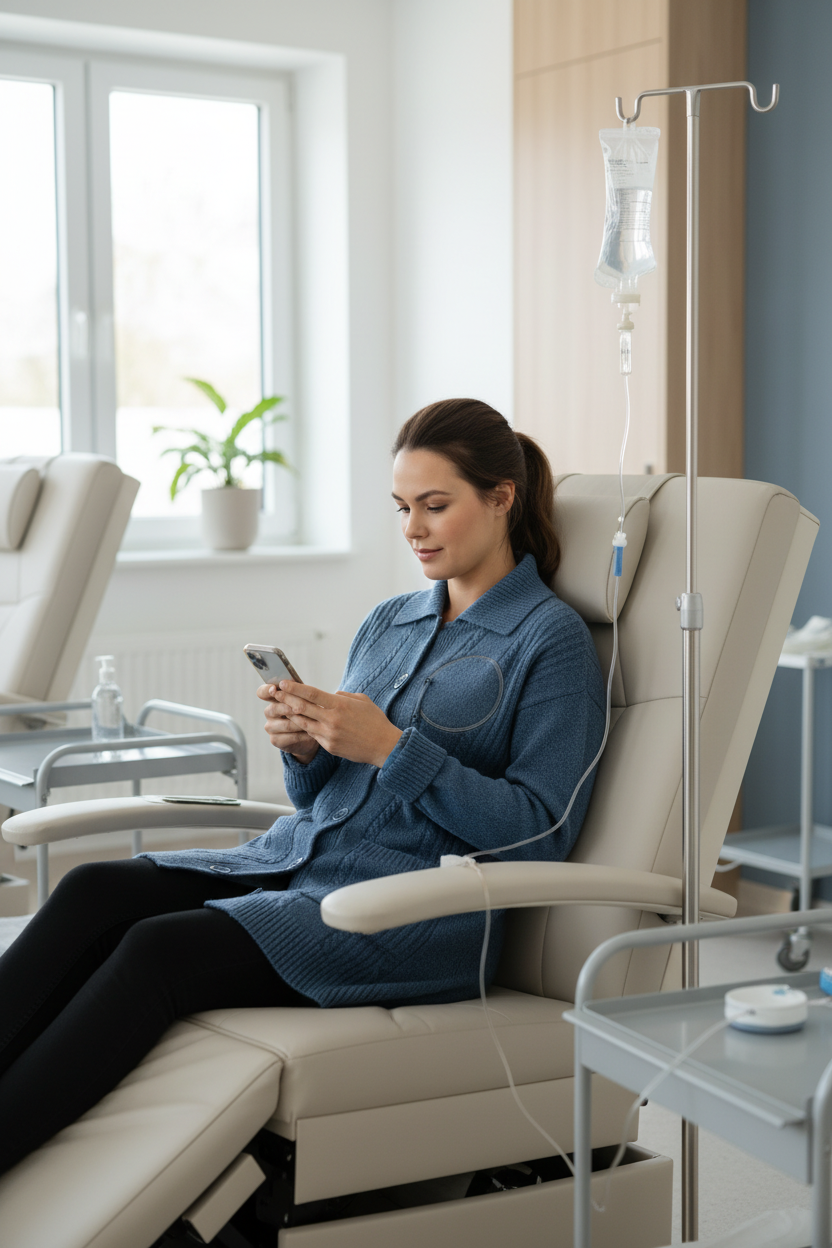 Blue Adaptive Cardigan - Lifestyle in Treatment