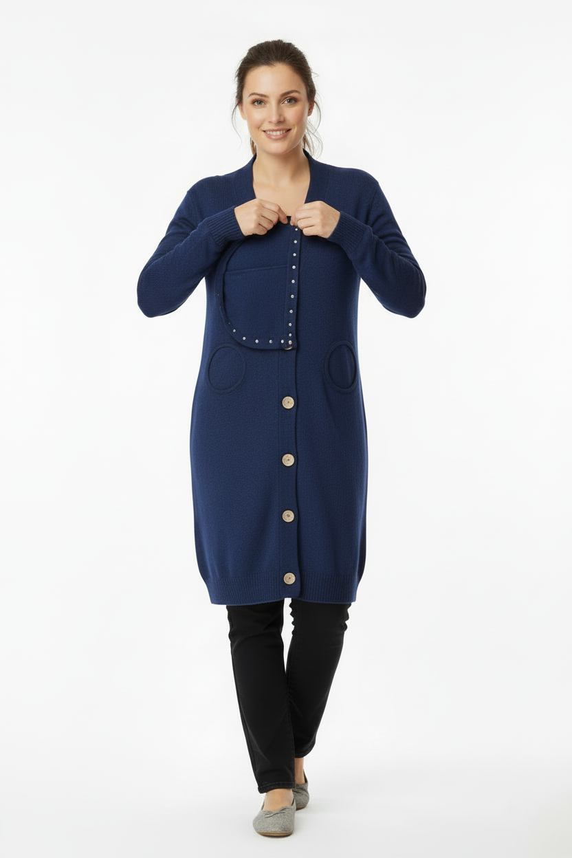 Blue Adaptive Infusion Cardigan - Port Access Demonstrated