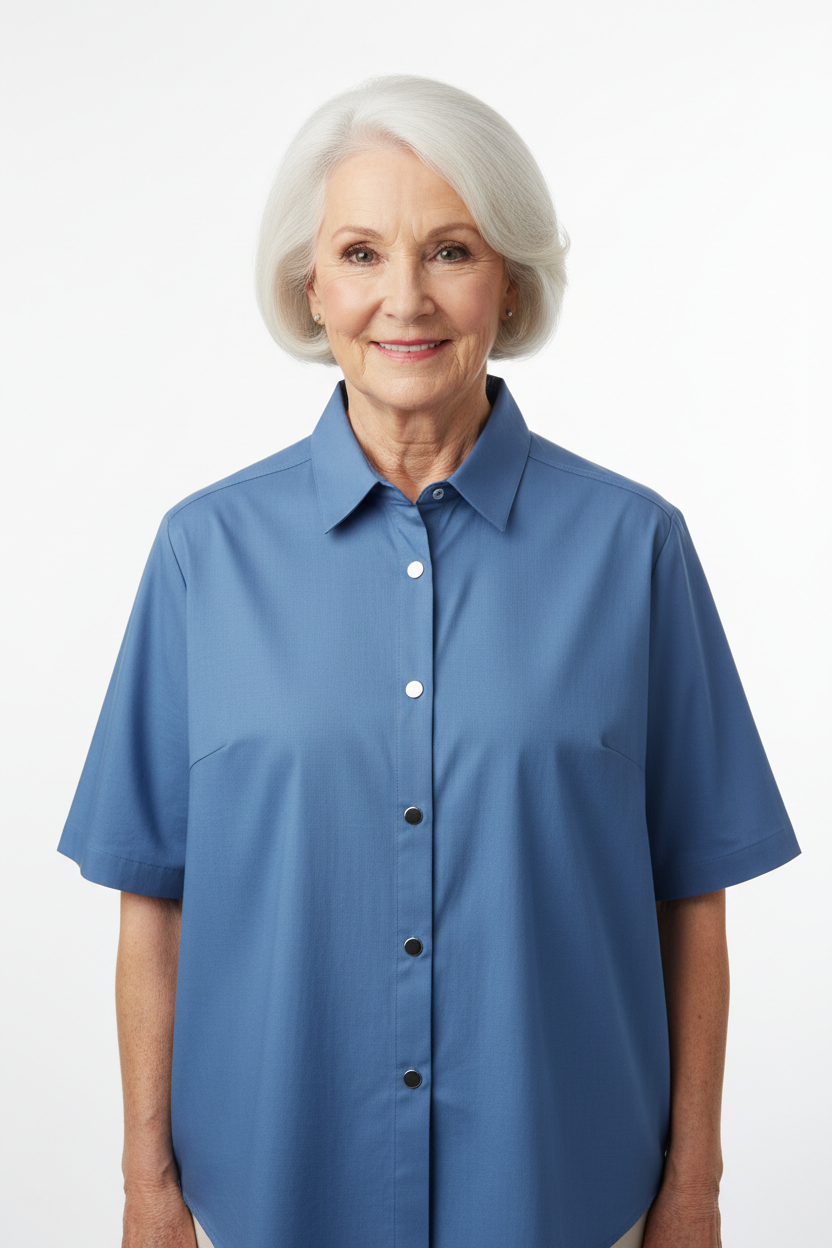 Blue Adaptive Shirt with Magnetic Closures