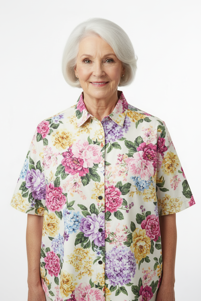 Floral Adaptive Shirt with Magnetic Closures