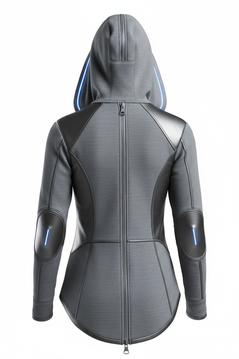 Futuristic adaptive hoodie - back view