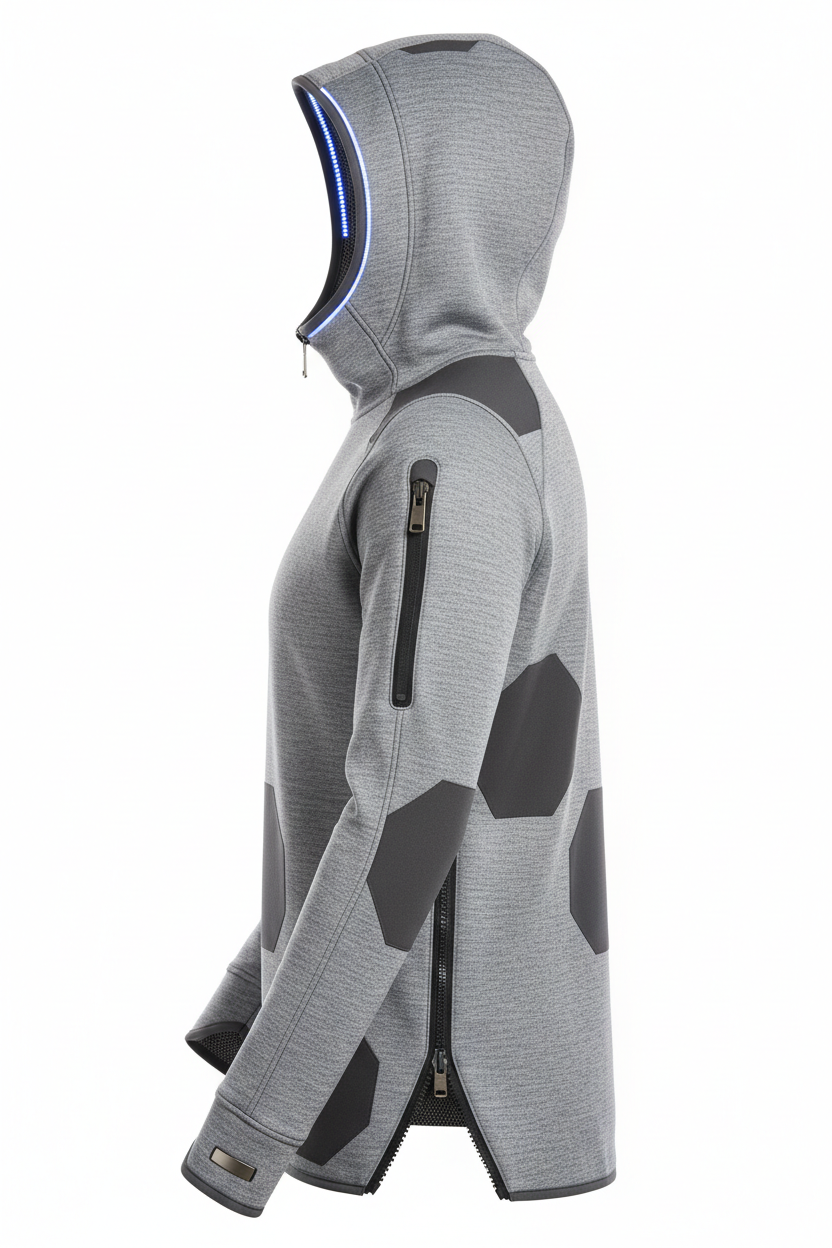 Futuristic adaptive hoodie - side view