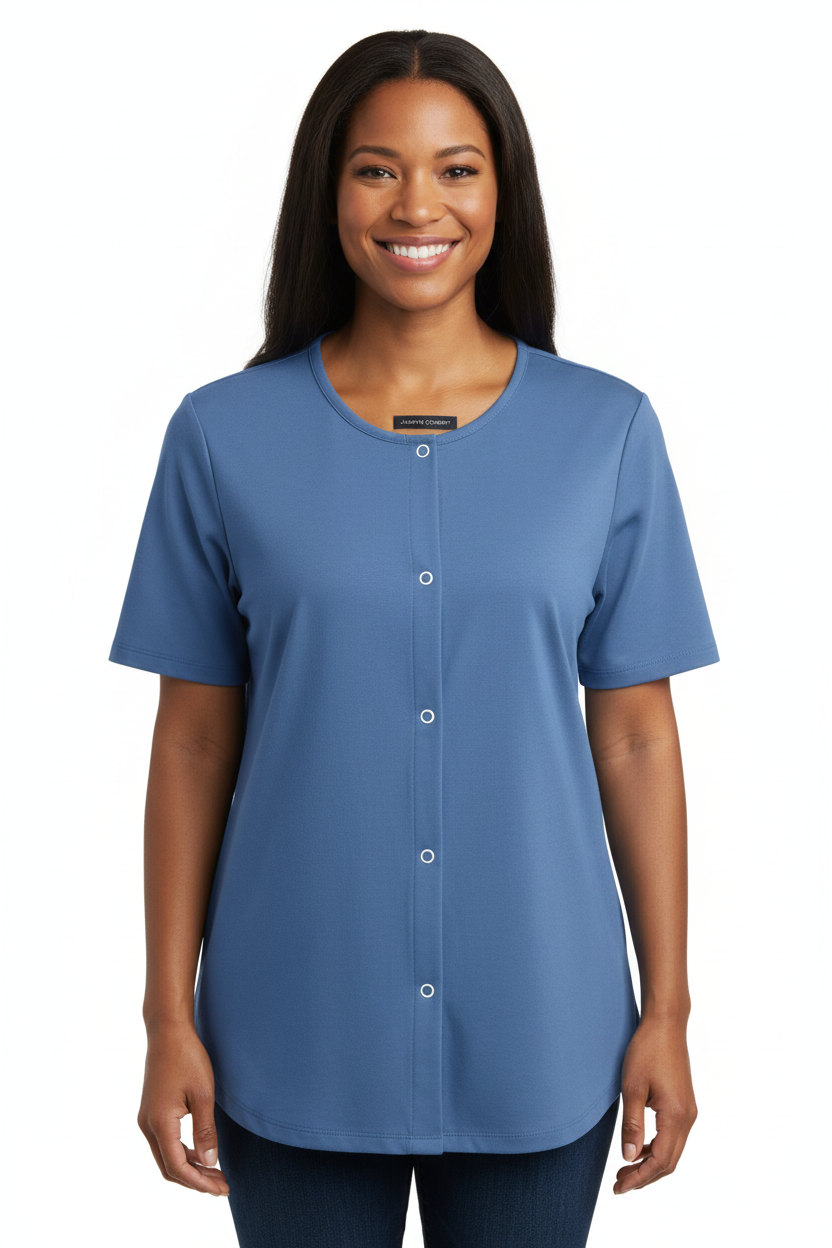 Gray Adaptive Post-Surgery Shirt on Model