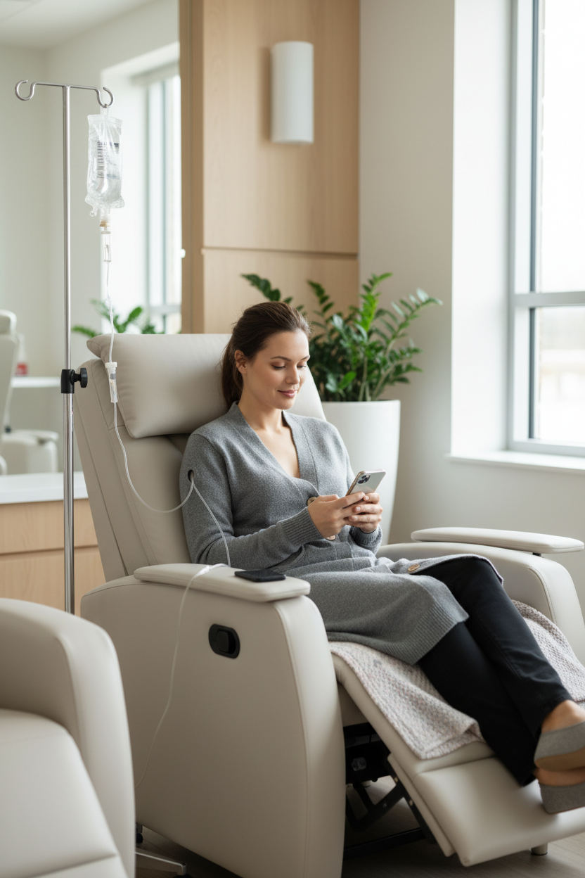 Gray Adaptive Infusion Cardigan - Lifestyle in Treatment Center