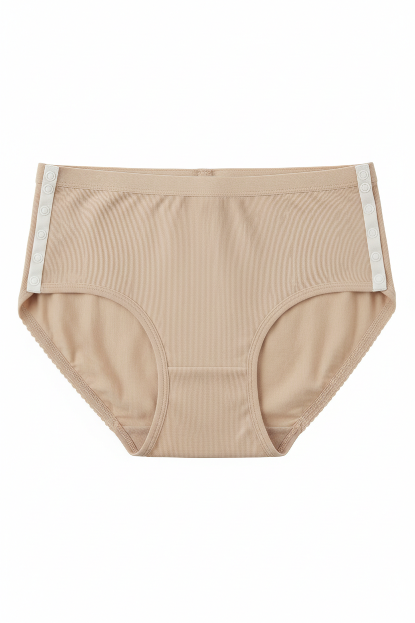 Adaptive women's underwear with side snap closures
