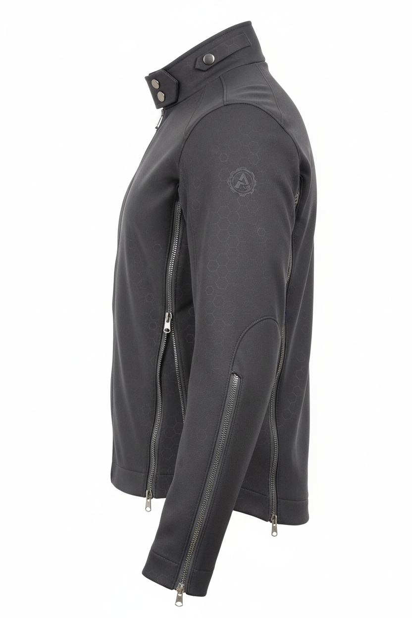 Futuristic adaptive jacket - side view with openings