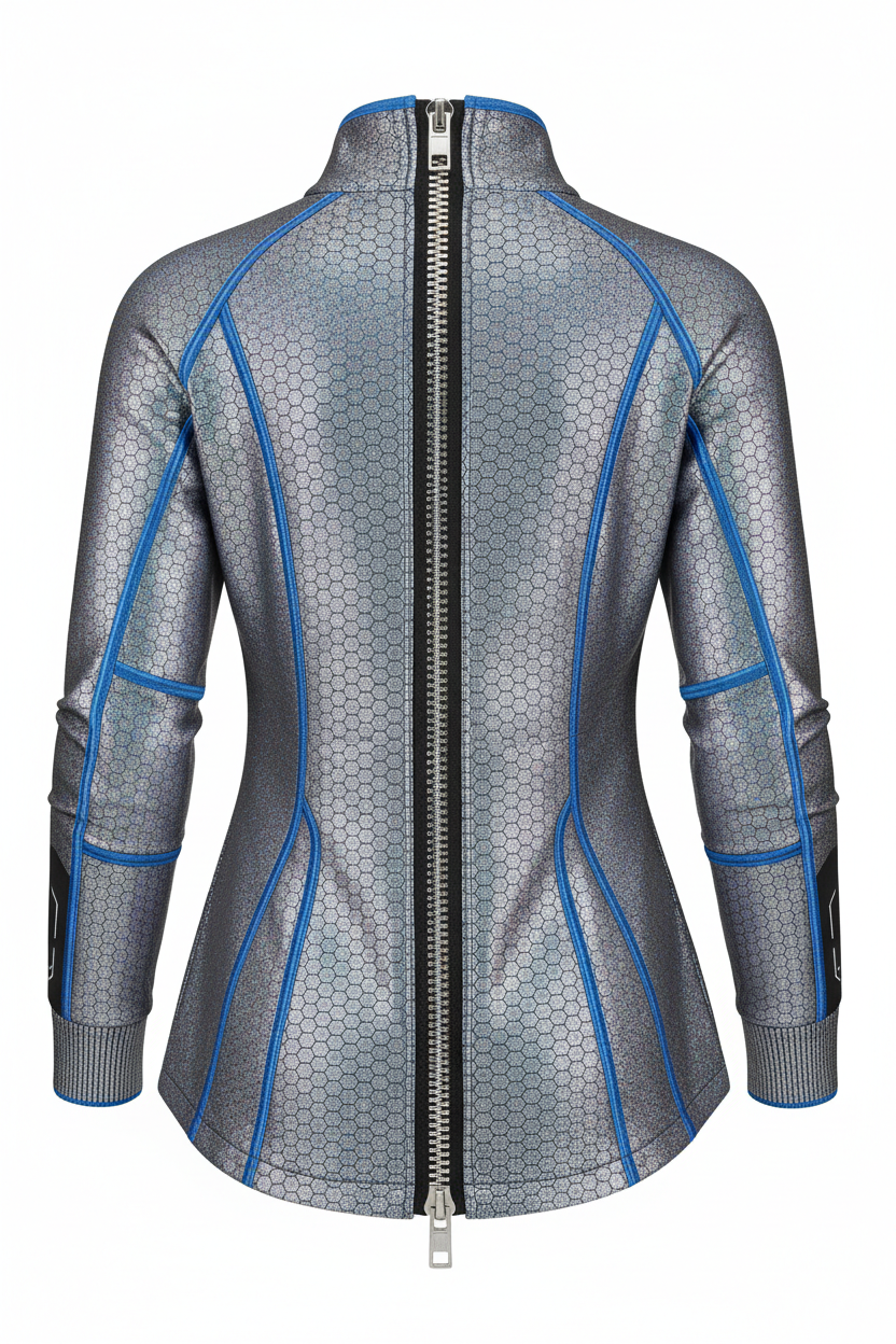 Futuristic adaptive sweater - back view with zipper