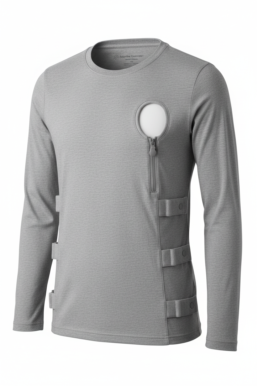 Adaptive infusion shirt with chest port access