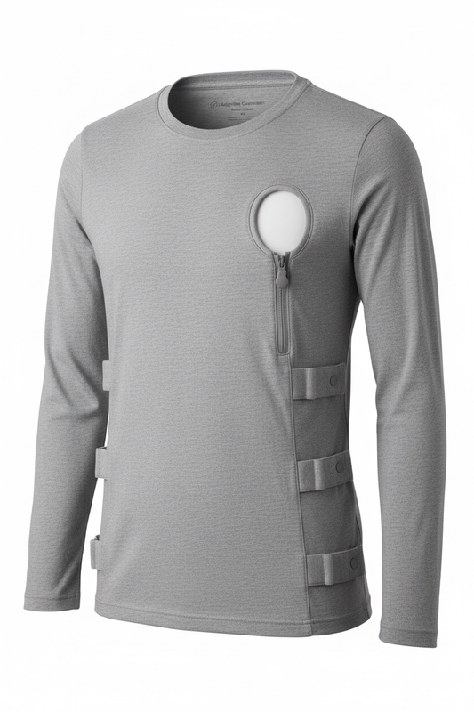 Adaptive infusion shirt with chest port access