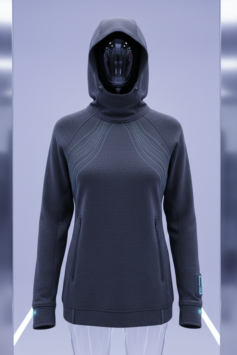 Futuristic adaptive hoodie dark gray - front view