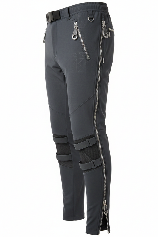 Futuristic adaptive pants for men - side view with openings