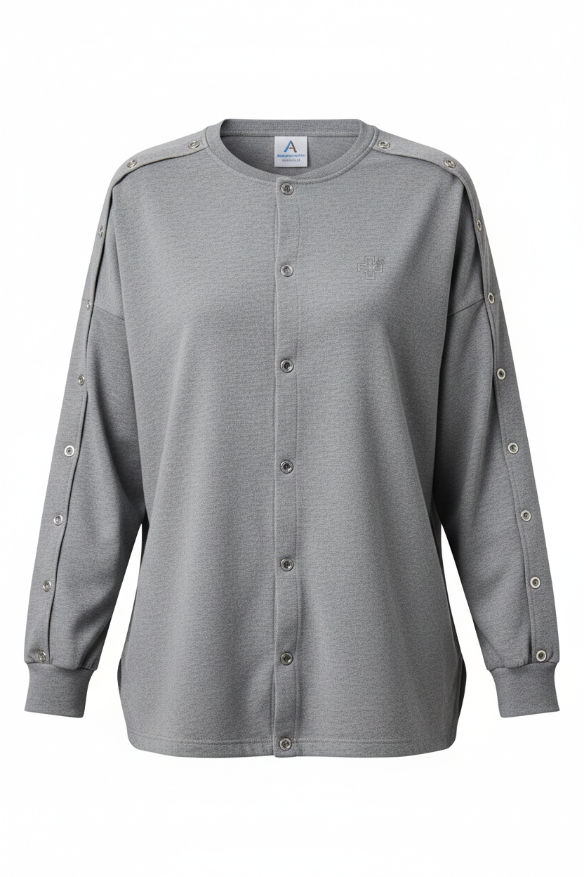 Adaptive post-surgery shirt with snap closures