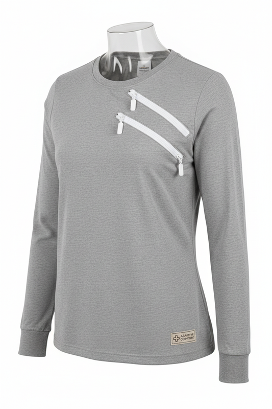 Adaptive infusion shirt with zipper port access