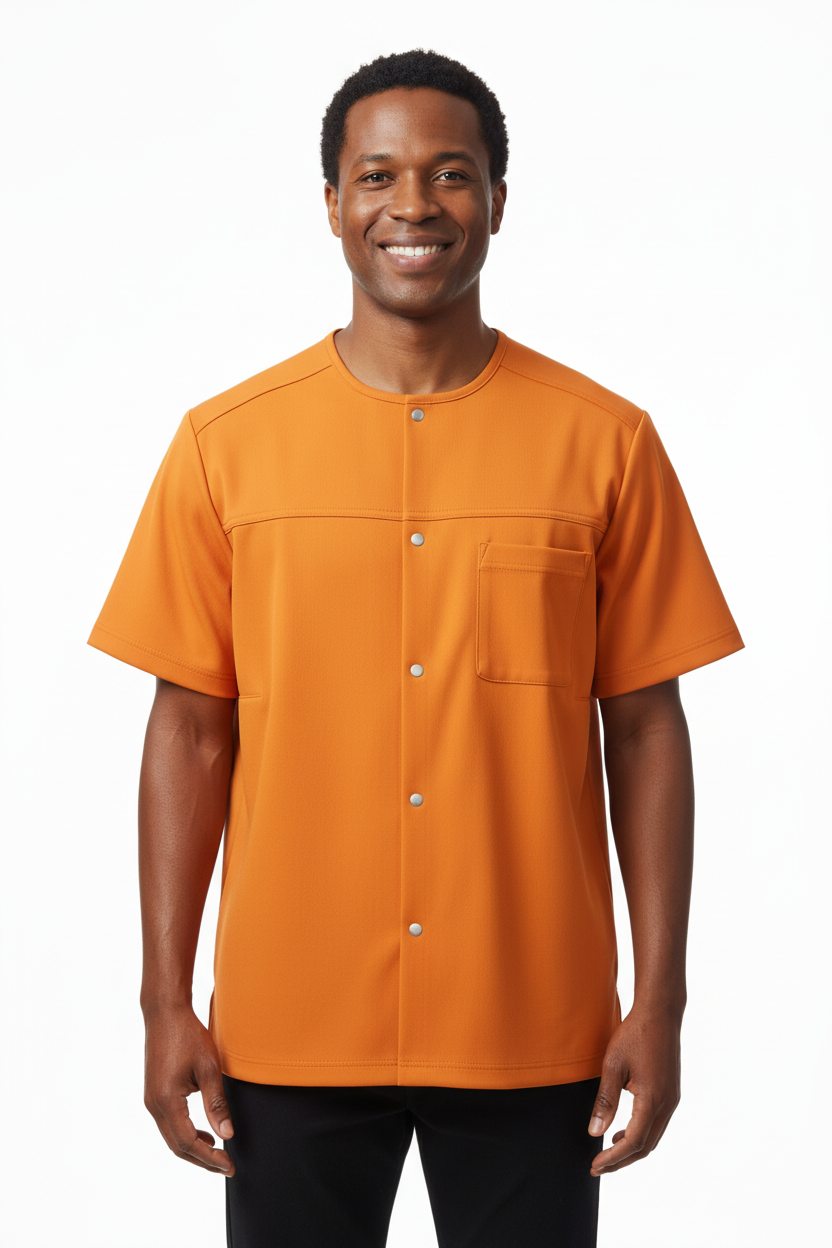 Orange Adaptive Post-Surgery Shirt on Model