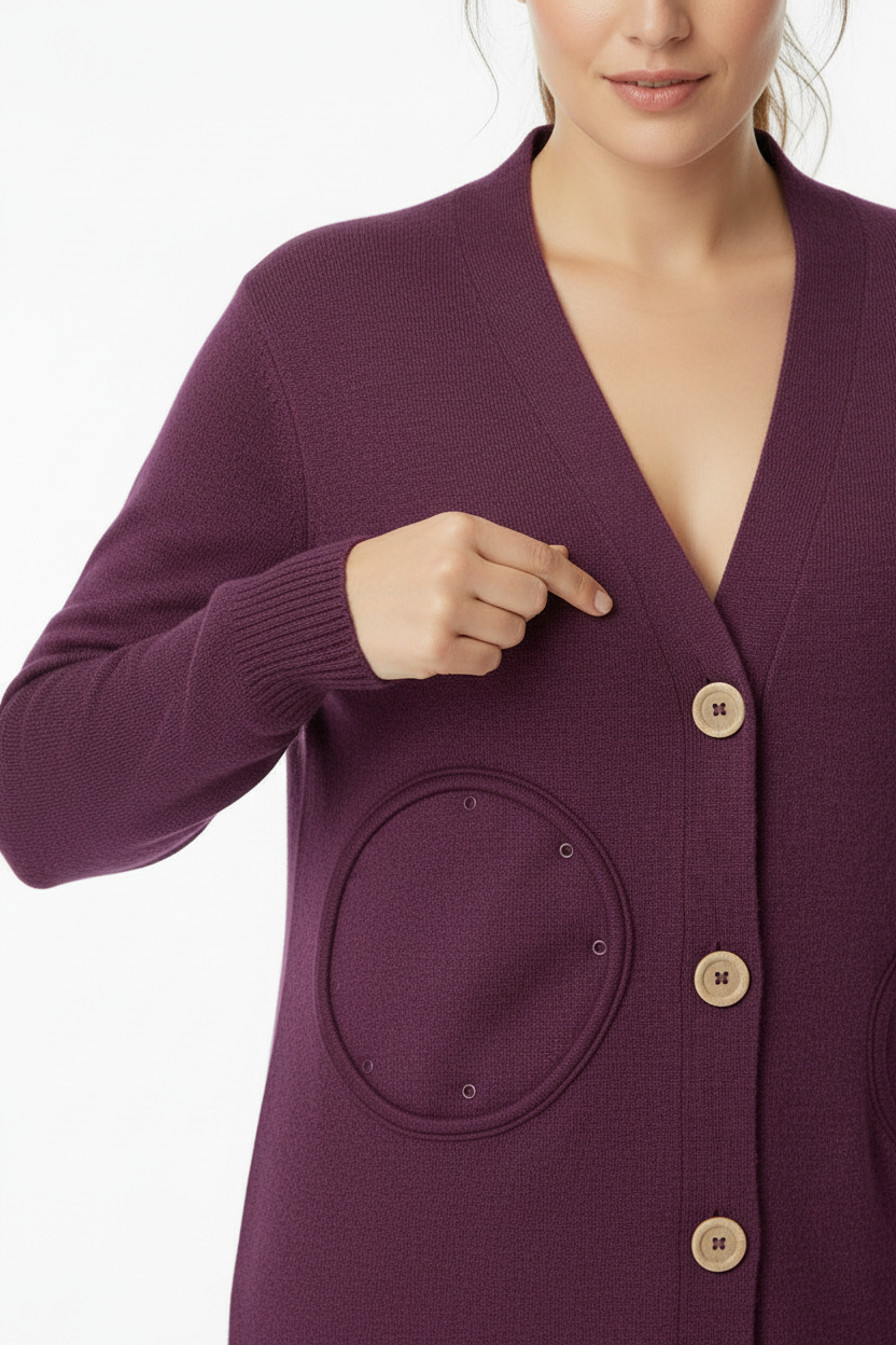 Purple Adaptive Infusion Cardigan - Port Access Demonstrated