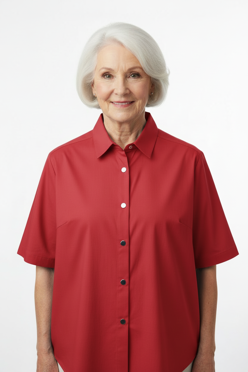 Red Adaptive Shirt with Magnetic Closures